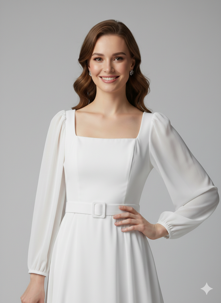 BİEN LİFE Kolları Şifon Beli Kemerli Elbise 2407