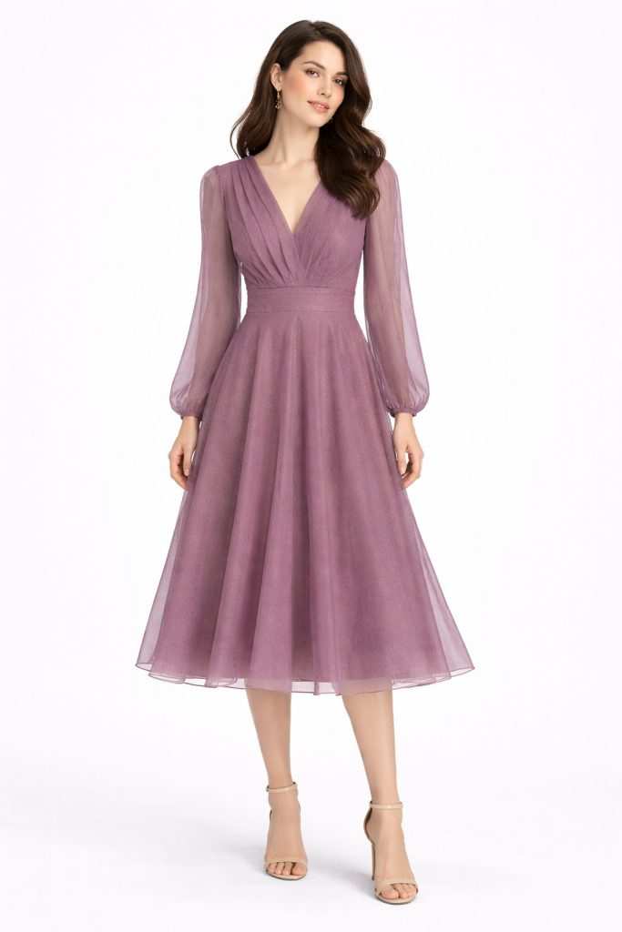 DORİDORCA V Yaka Abiye Elbise  3037