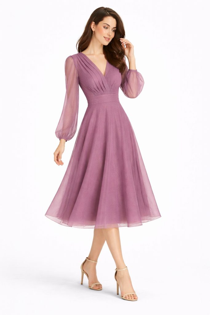 DORİDORCA V Yaka Abiye Elbise  3037