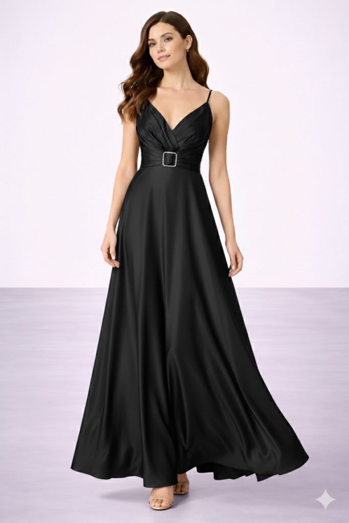 DORİDORCA Aksesuarlı Uzun Abiye 5059