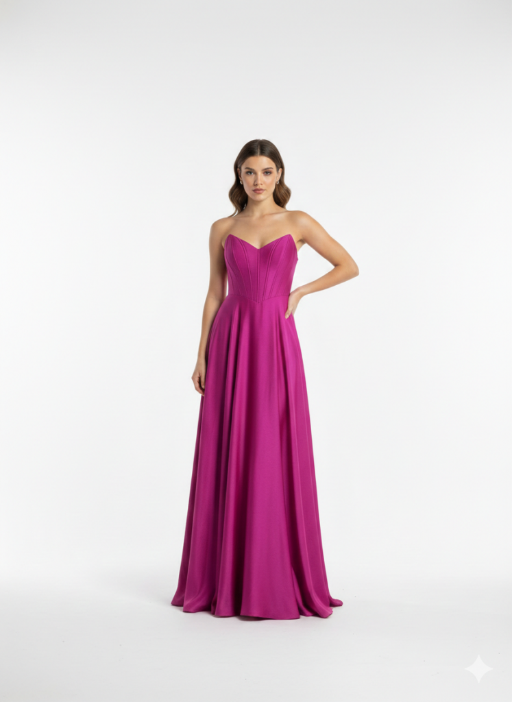 DORİDORCA Yüksek Yırtmaçlı Kalp Yaka Uzun Abiye 6133