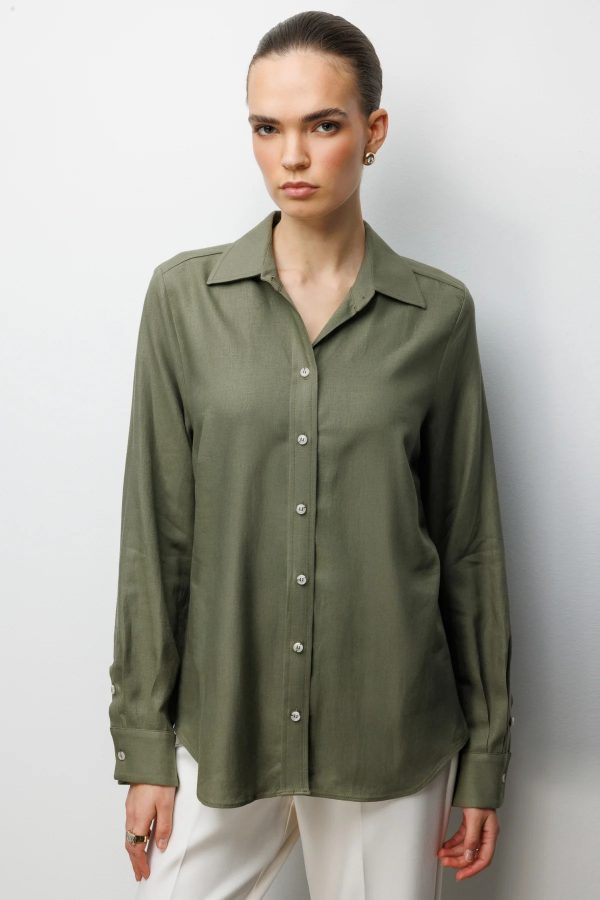 EKOL Polo Yaka Keten Gömlek 2026