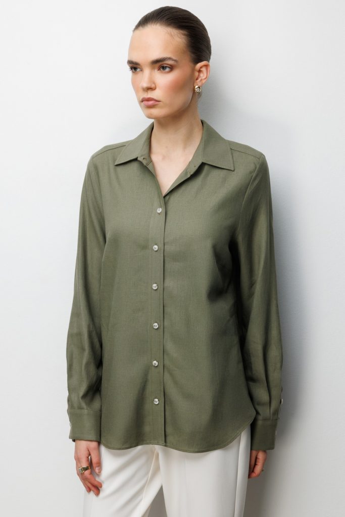 EKOL Polo Yaka Keten Gömlek 2026