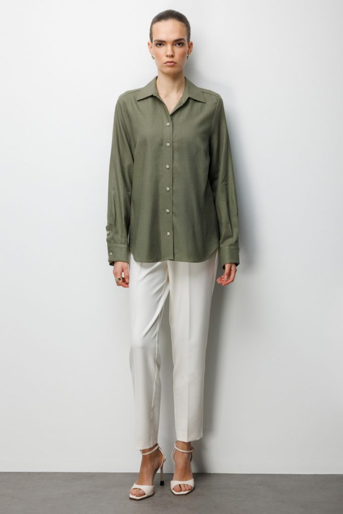 EKOL Polo Yaka Keten Gömlek 2026