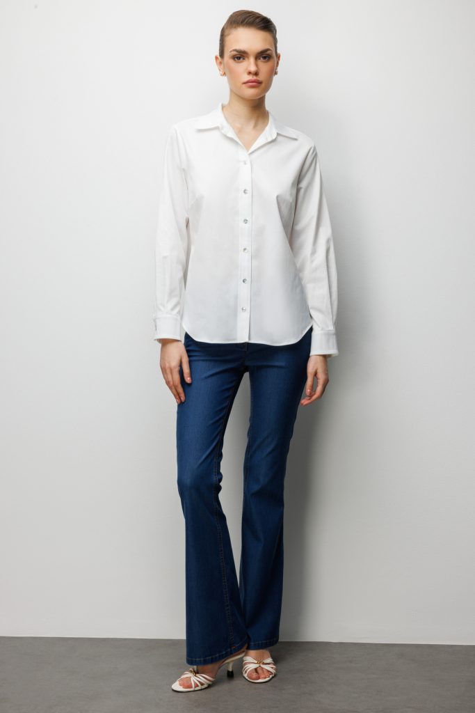 EKOL Pamuklu Polo Yaka Gömlek 2060 - EKRU