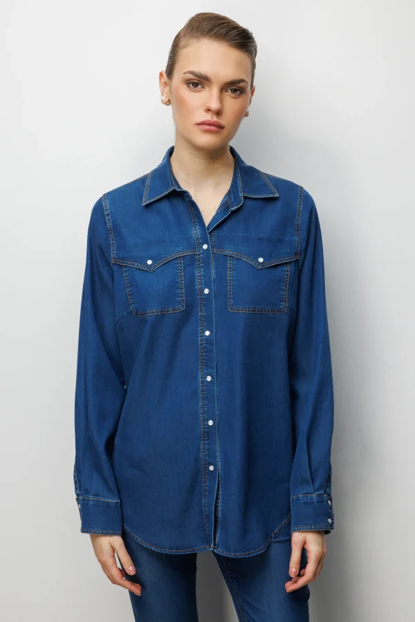 EKOL Çıtçıtlı Polo Yaka Bluz 2102