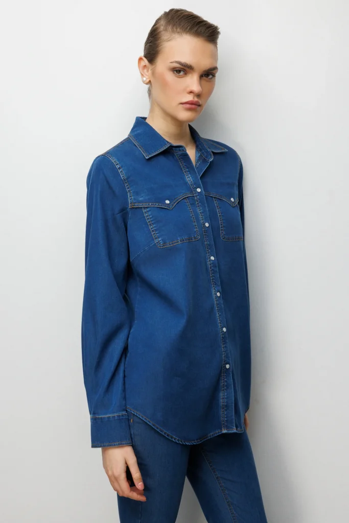 EKOL Çıtçıtlı Polo Yaka Bluz 2102