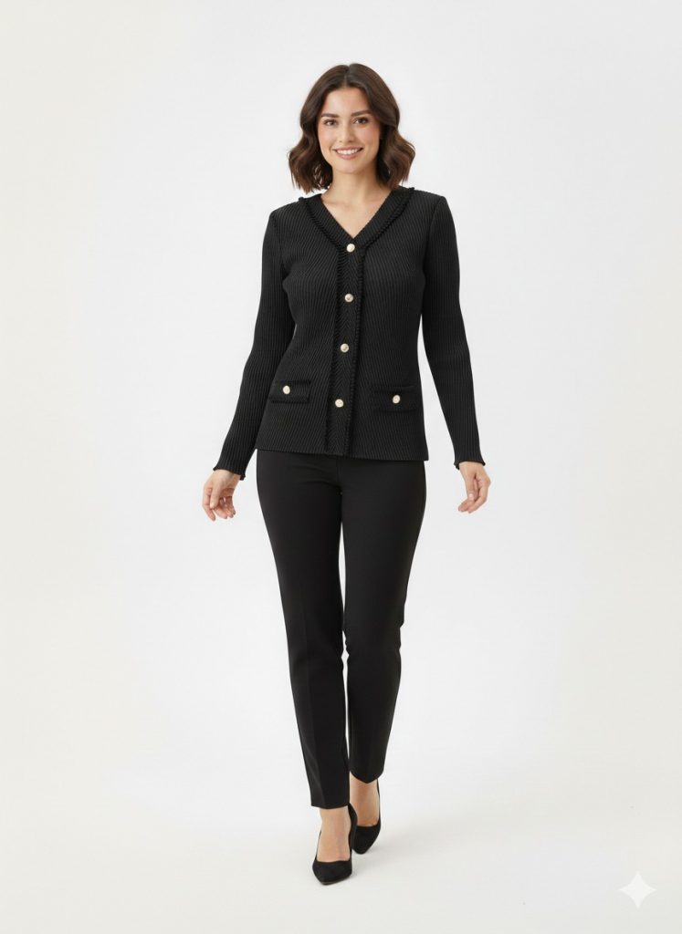 EKOL Düğme Detaylı Bluz 2406