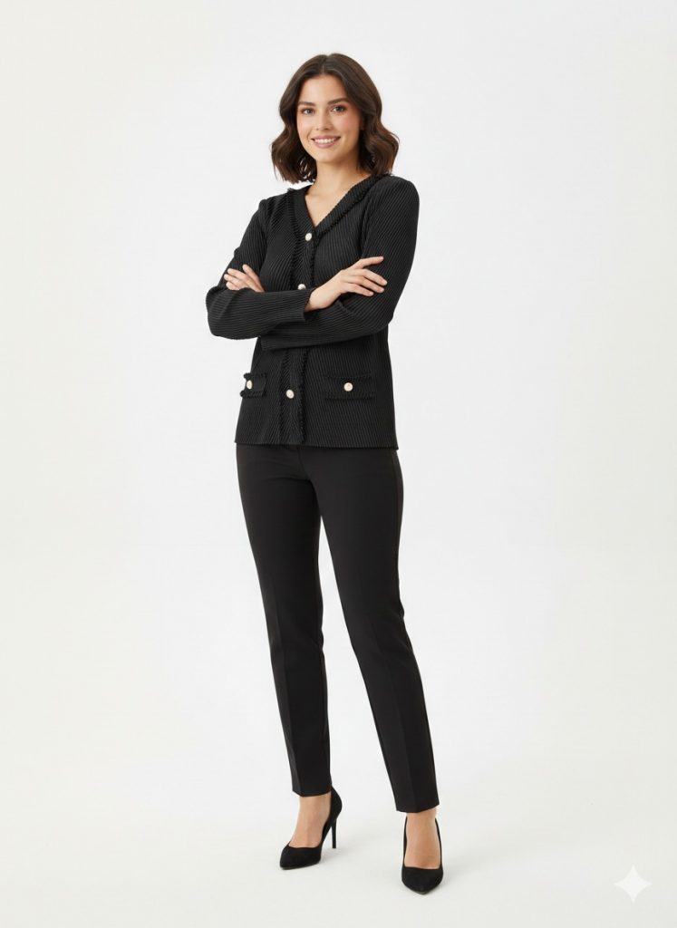 EKOL Düğme Detaylı Bluz 2406