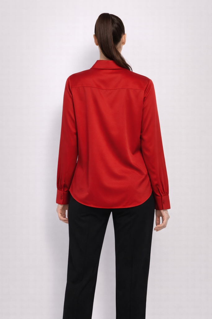 EKOL Klasik Kadın Gömlek 2502 - KIRMIZI
