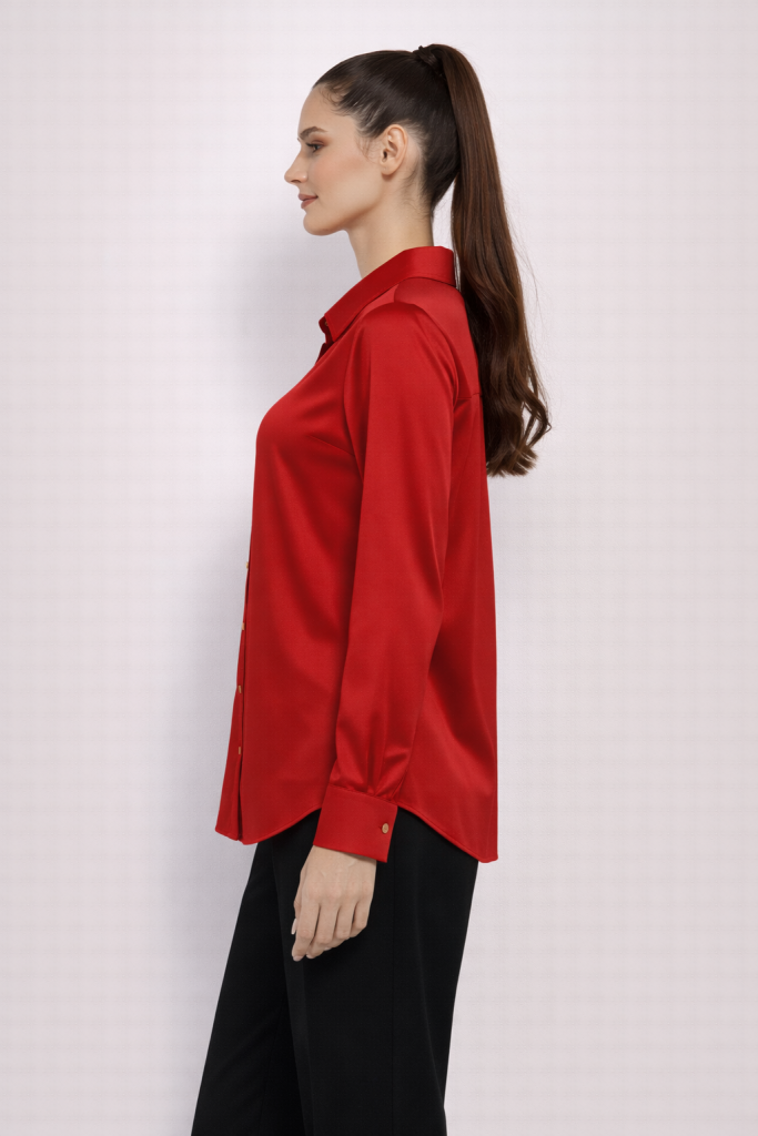 EKOL Klasik Kadın Gömlek 2502 - KIRMIZI
