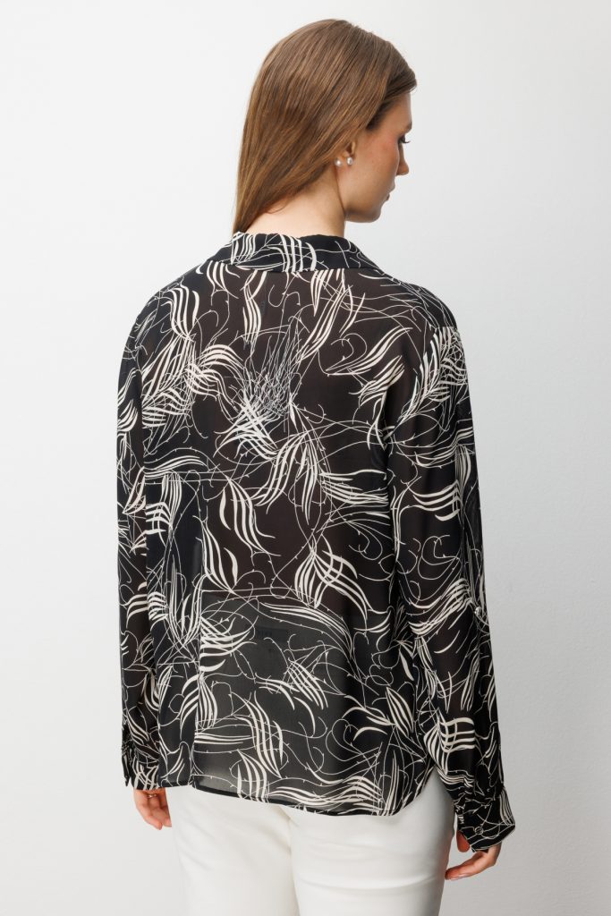 EKOL Desenli Transparan Gömlek  2536