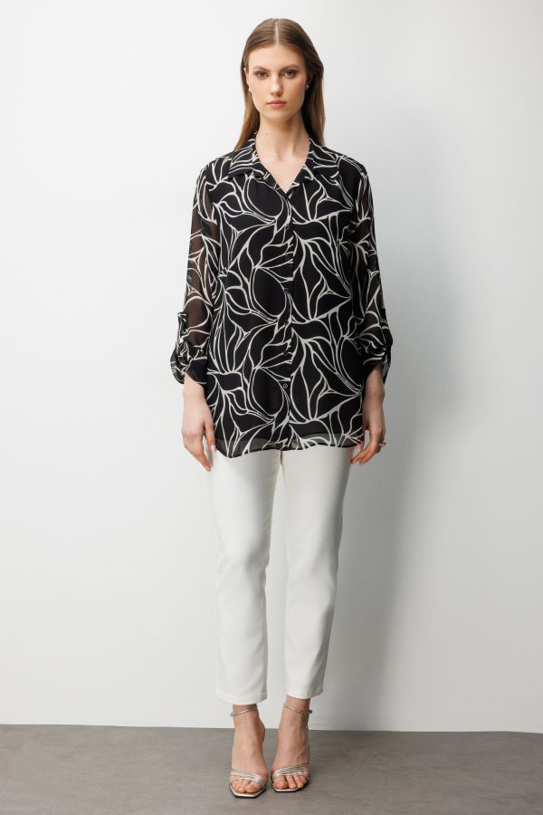 EKOL Polo Yaka Transparan Gömlek 2538