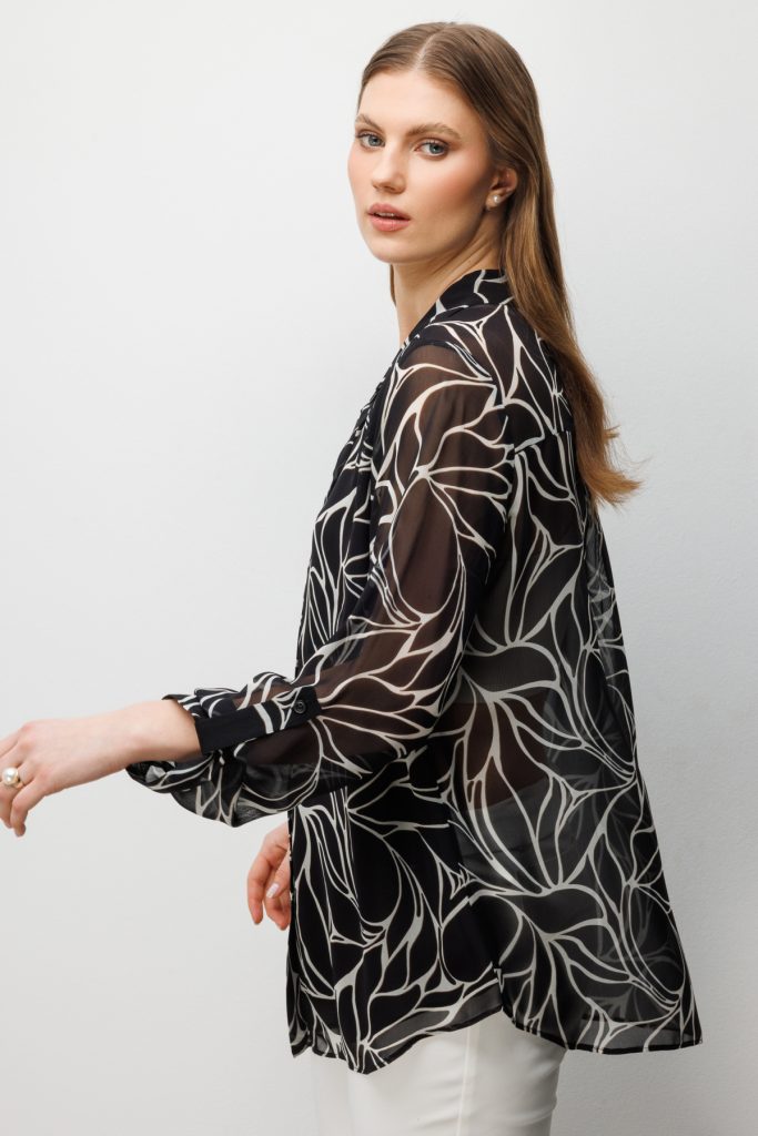 EKOL Polo Yaka Transparan Gömlek 2538