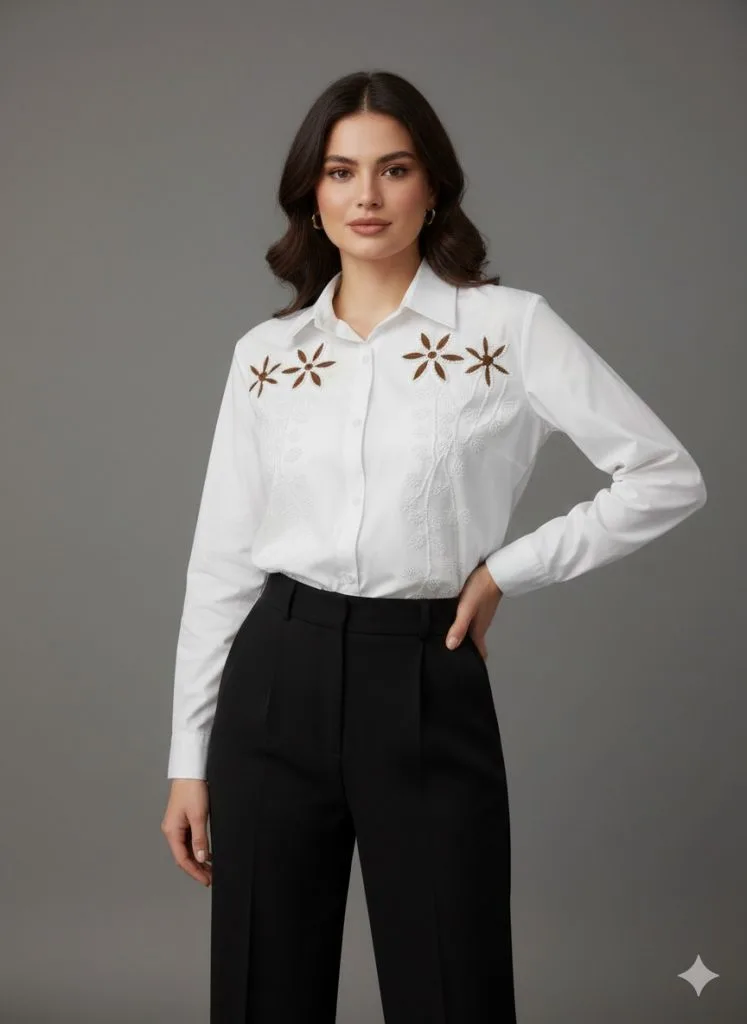 EKOL Nakışlı Gömlek 2810