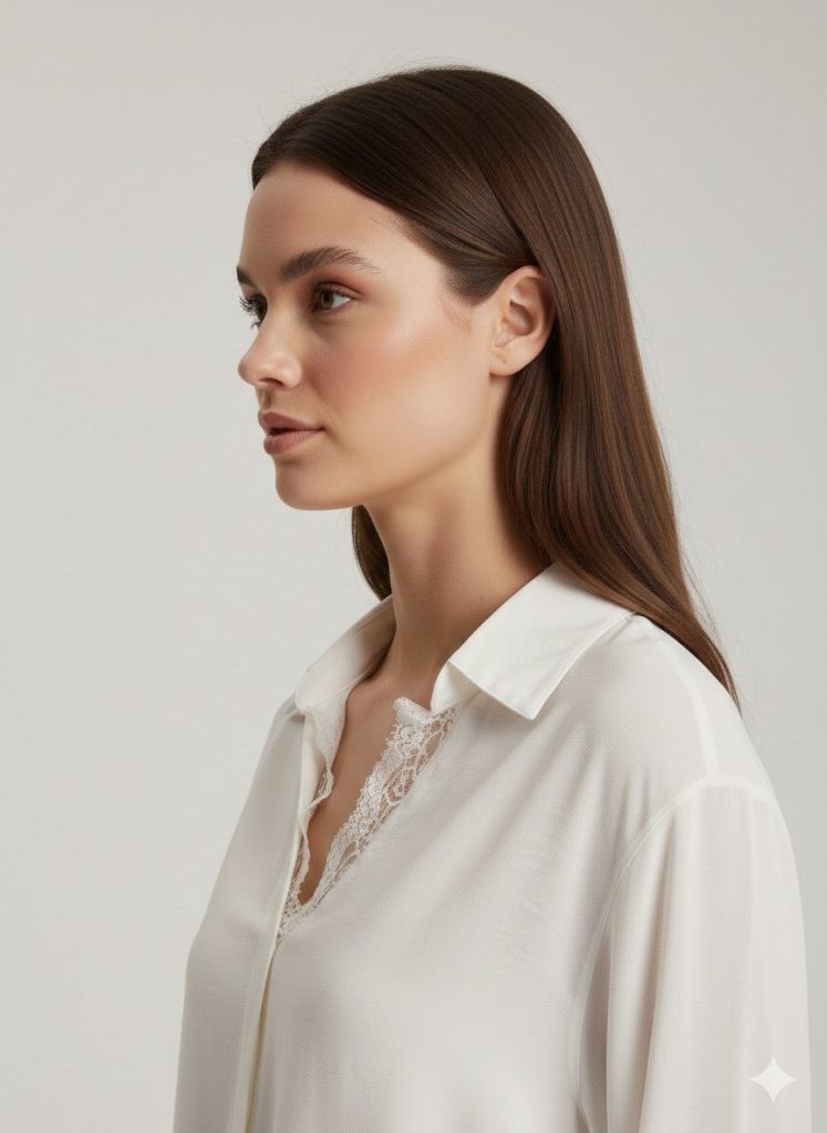 EKOL Yakası Dantel Detaylı Bluz 2830