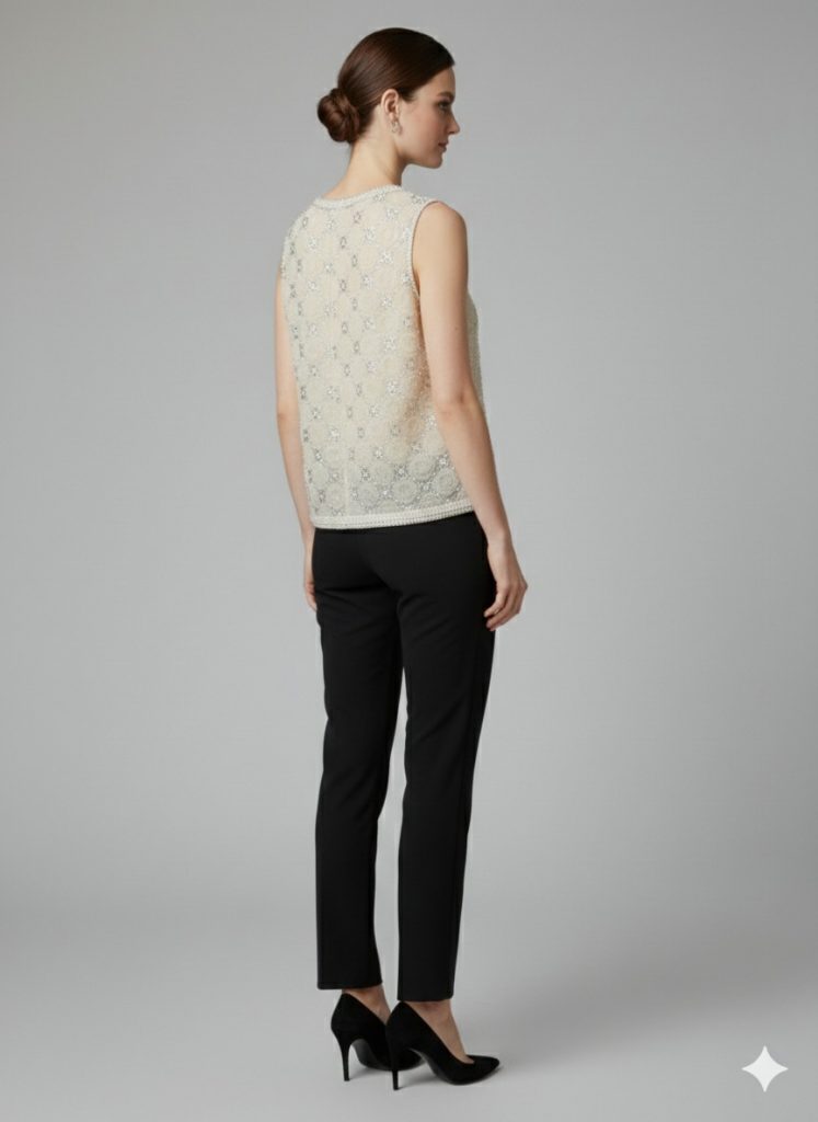 EKOL Gül işlemeli Bluz2852 - EKRU