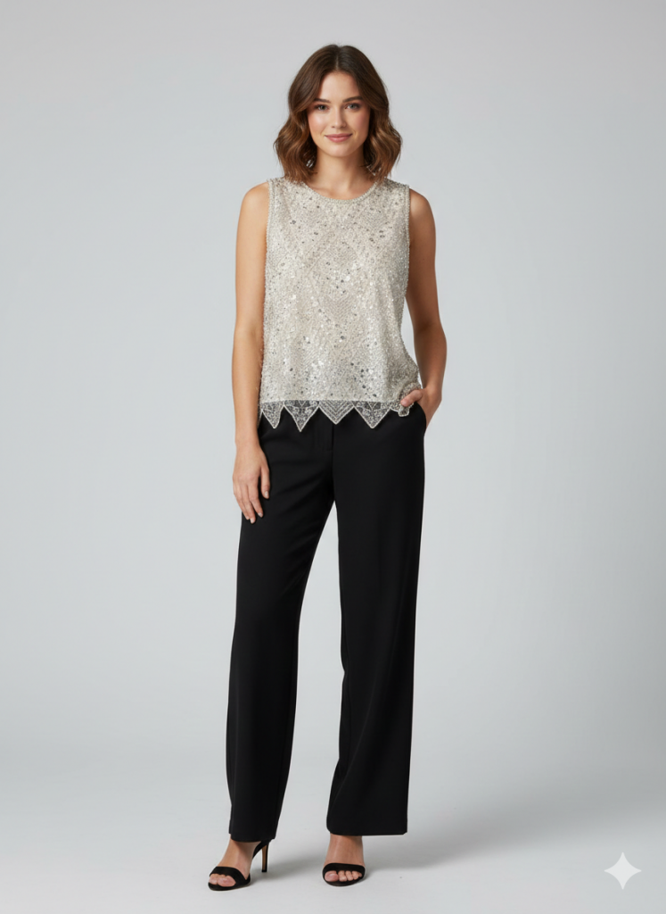 EKOL Astarlı Taşlı Boncuklu  Bluz 2854