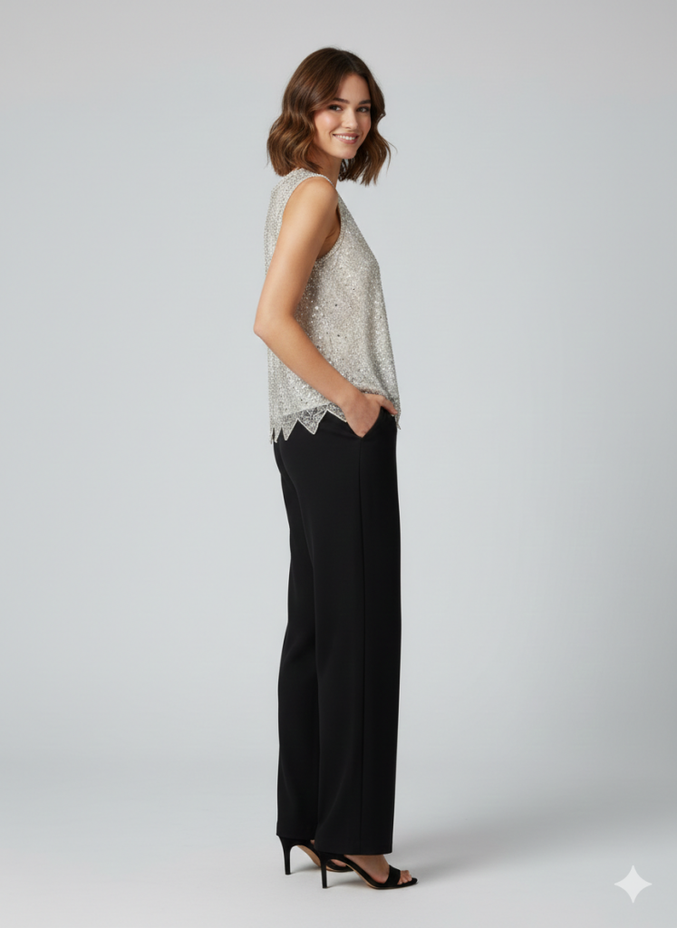 EKOL Astarlı Taşlı Boncuklu  Bluz 2854