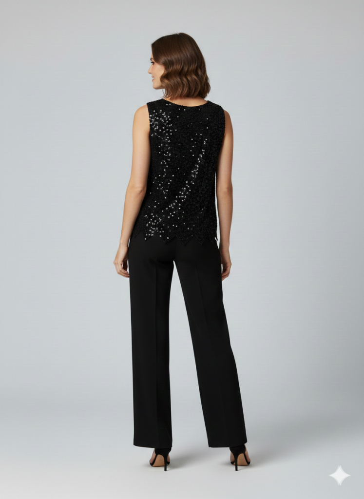 EKOL Astarlı Taşlı Boncuklu  Bluz 2854 - Siyah