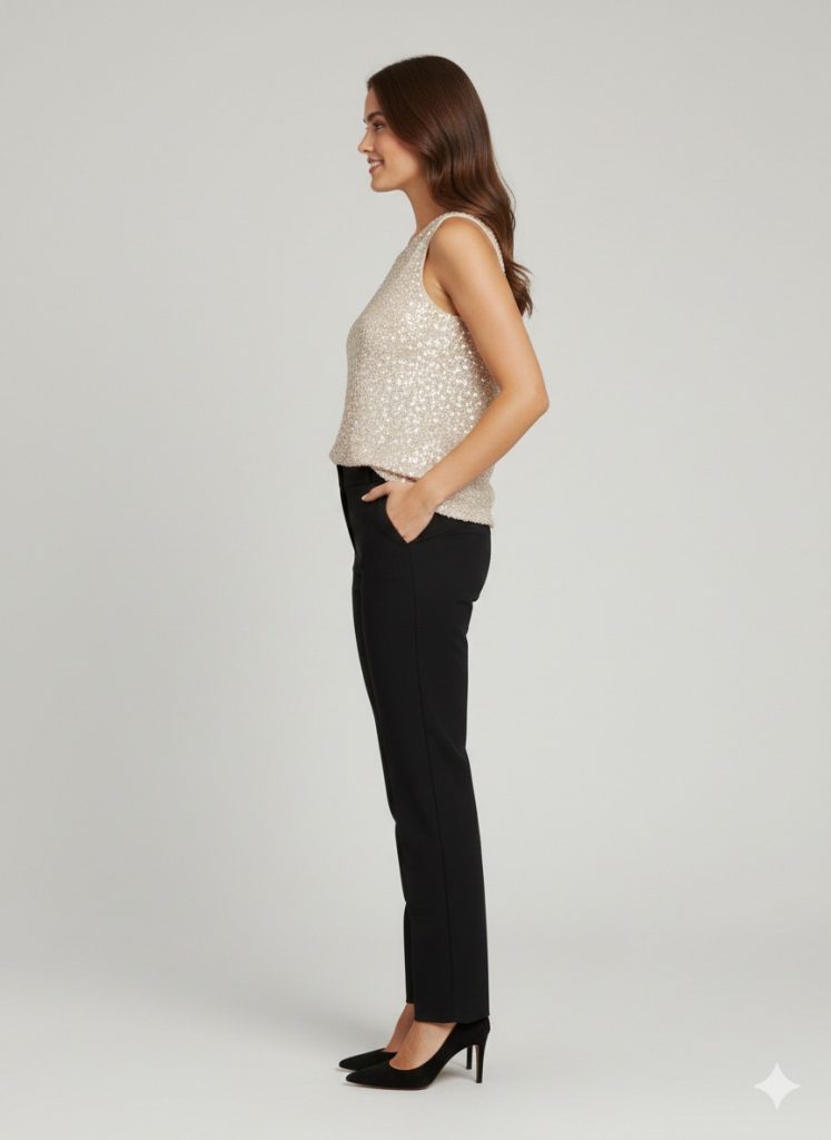 EKOL Pul Payetli Bluz 2858 - EKRU