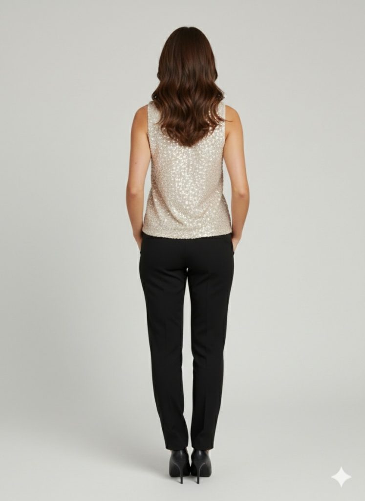 EKOL Pul Payetli Bluz 2858 - EKRU