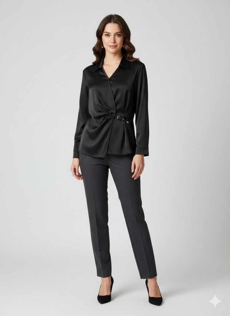 EKOL Beli Kemer Detaylı Bluz 2868