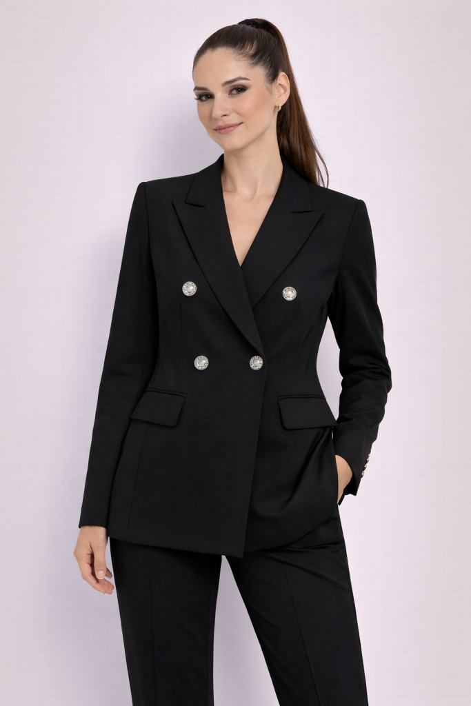 EKOL Kapak Cepli Kadın Ceket 1006 - Siyah