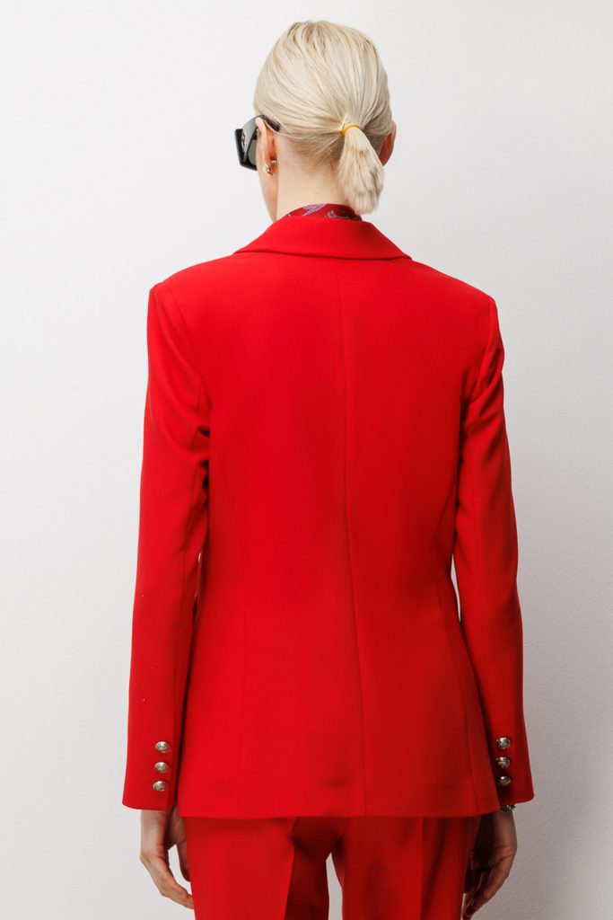 EKOL Kruvaze Yaka Kapak Cepli Ceket 1006 - KIRMIZI