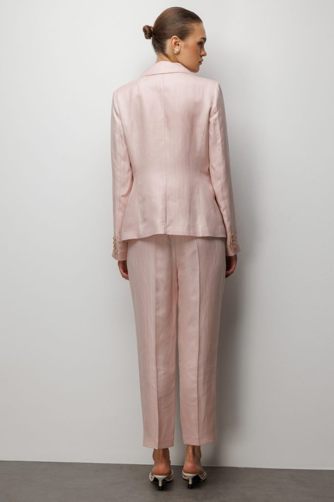 EKOL Kapak Cepli Kruvaze Yaka Ceket 1030 - pembe