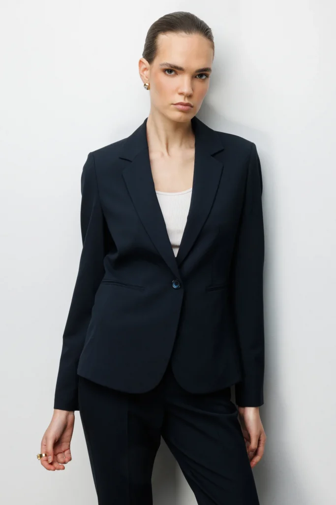 EKOL Fleto Cepli Tek Düğme Ceket 1082 - Lacivert