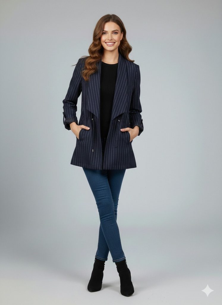 EKOL Çizgili Ceket 1088
