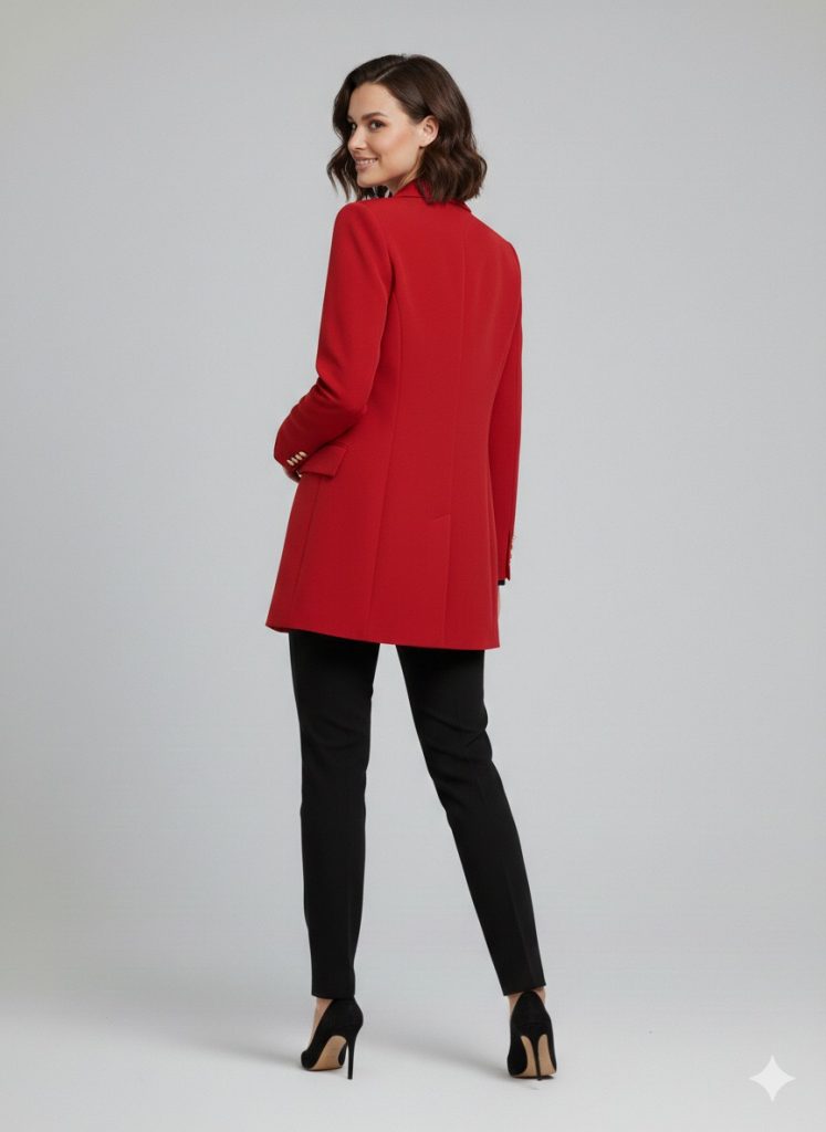 EKOL Önü Süs Düğmeli Ceket 1122 - KIRMIZI