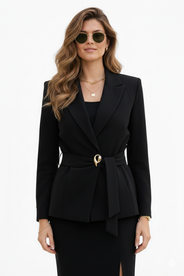 EKOL Önü Tokalı Yandan Bağlamalı Ceket 1142