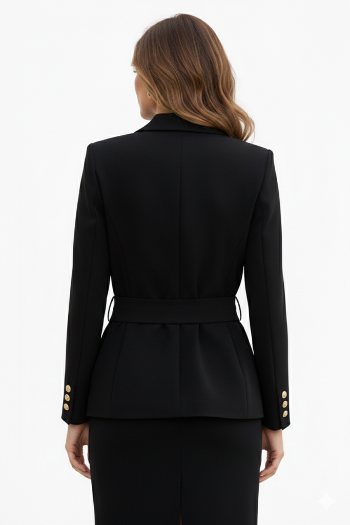 EKOL Önü Tokalı Yandan Bağlamalı Ceket 1142 - Siyah