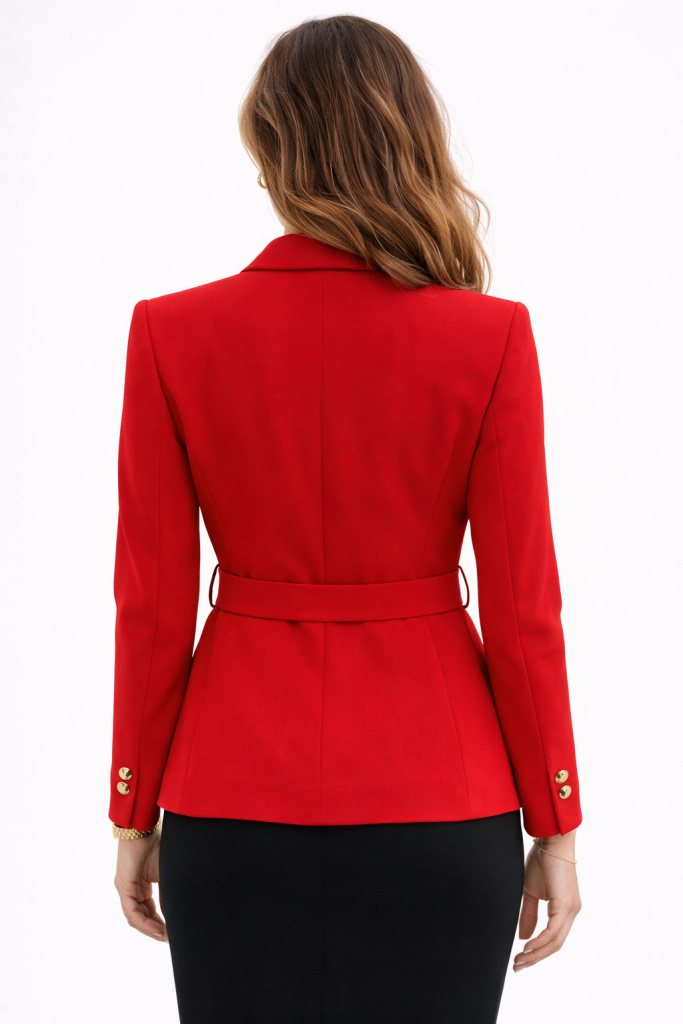 EKOL Önü Tokalı Yandan Bağlamalı Ceket 1142 - KIRMIZI