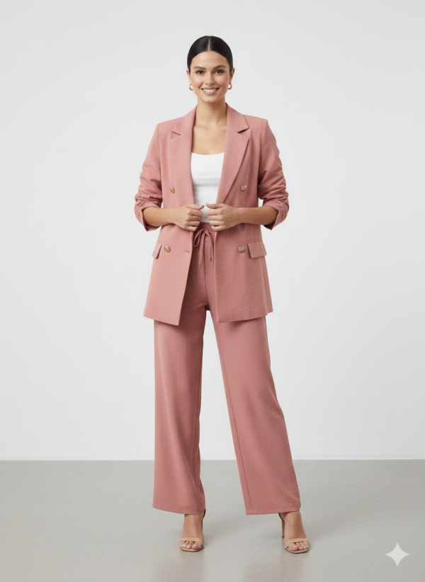 EKOL Kolları Büzgülü Süs Düğmeli Ceket 1202