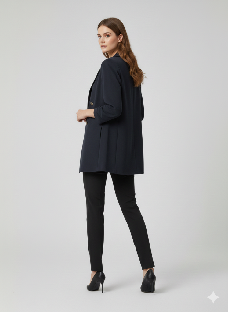 EKOL Kolu Büzgülü Süs Düğmeli Ceket 1602 - Siyah