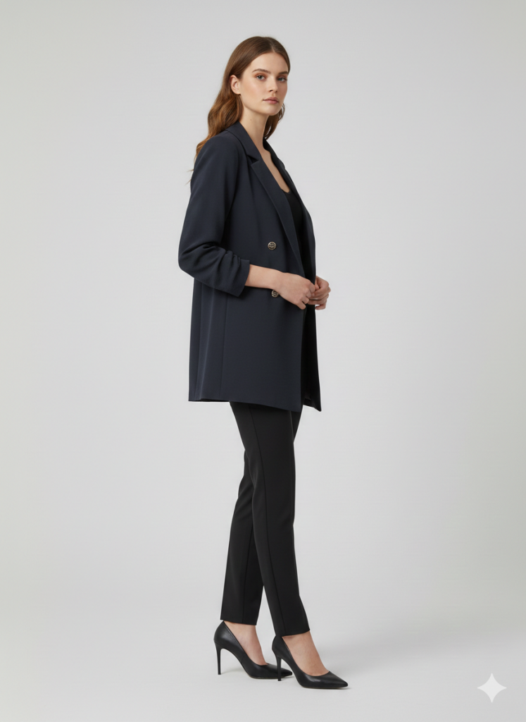 EKOL Kolu Büzgülü Süs Düğmeli Ceket 1602 - Siyah