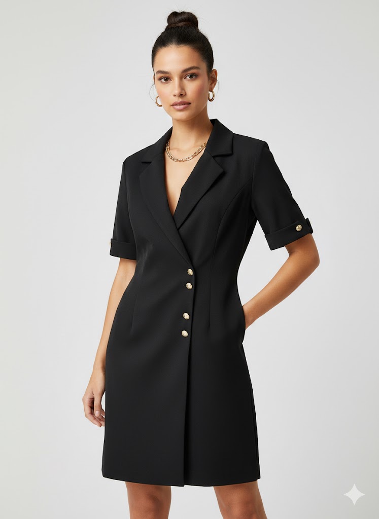 EKOL Midi Boy Elbise 6020 - Siyah