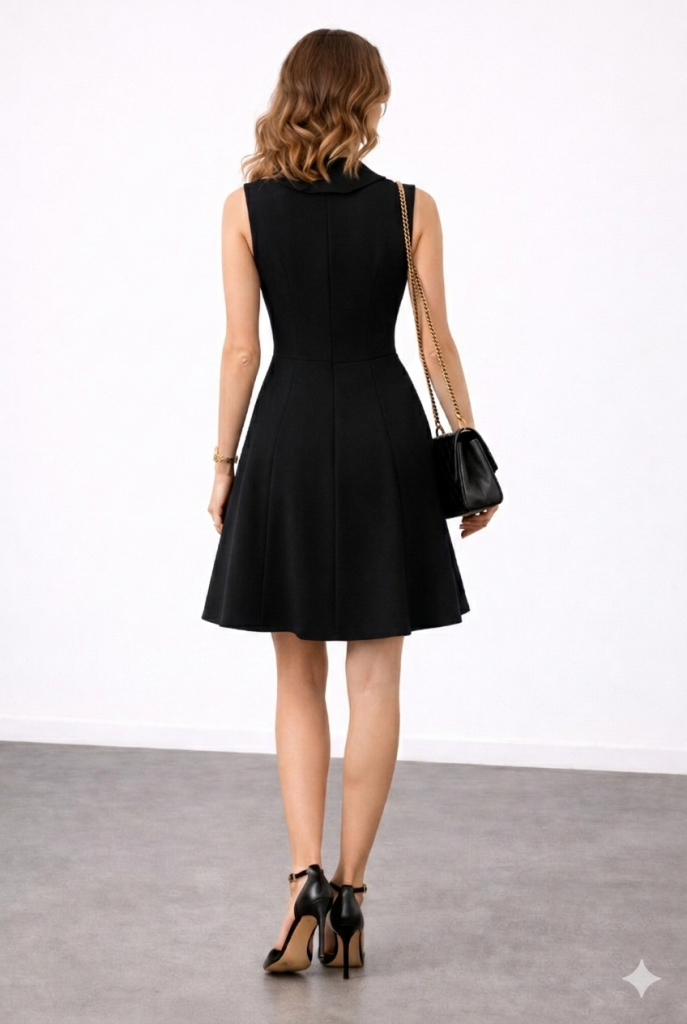 EKOL Süs Düğmeli Mini ELbise 6030