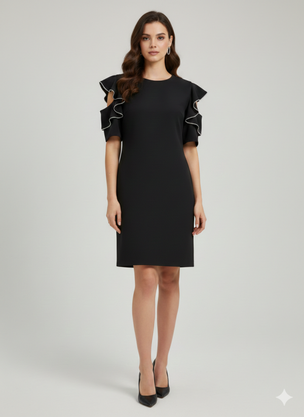 EKOL Kolları Taşlı  Elbise 6032