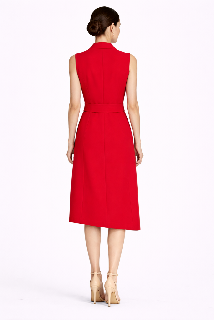 EKOL Yandan Bağlamalı Cepli Midi Boy Elbise 6134