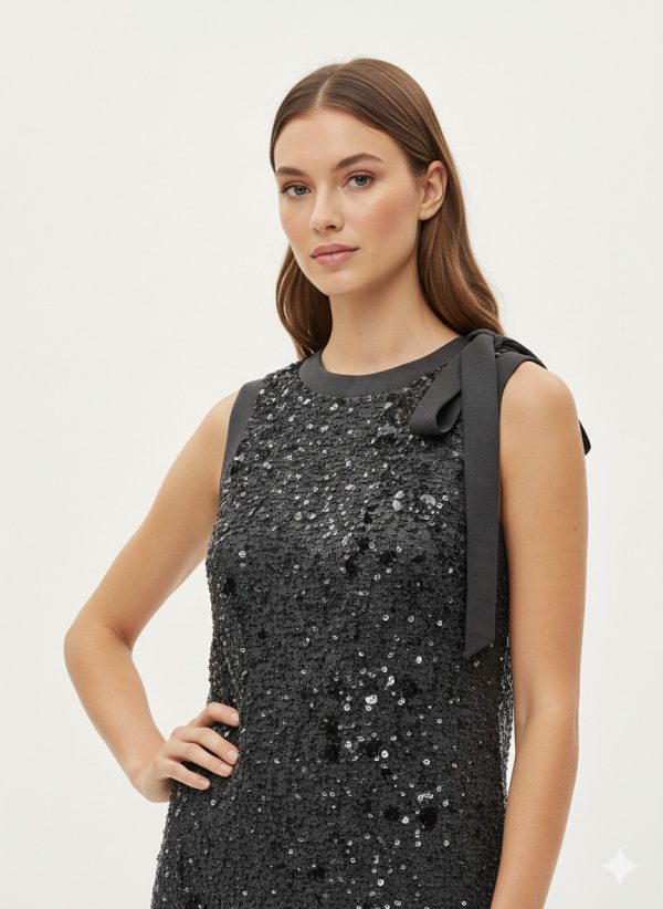 EKOL Pul Payetli Elbise 6922