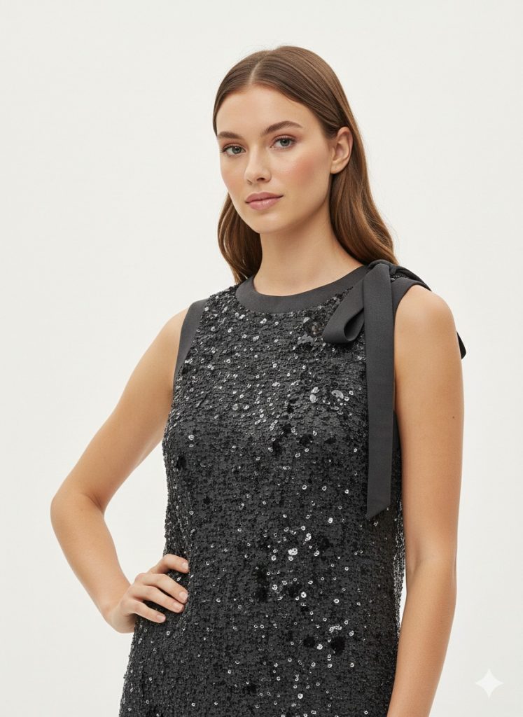 EKOL Pul Payetli Elbise 6922