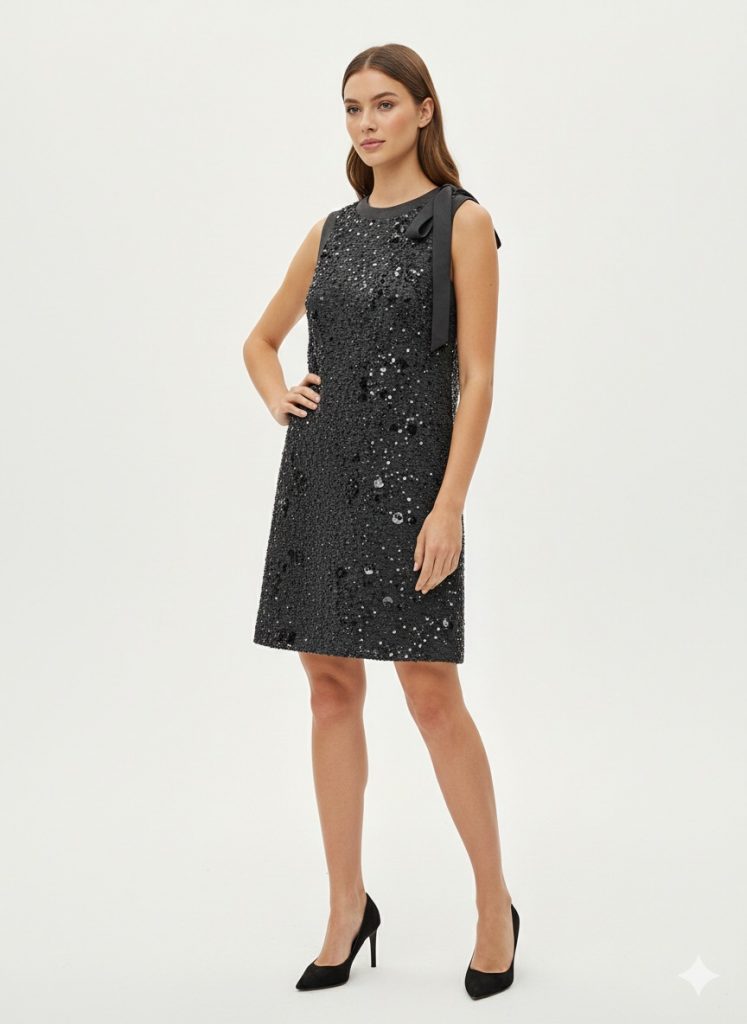 EKOL Pul Payetli Elbise 6922