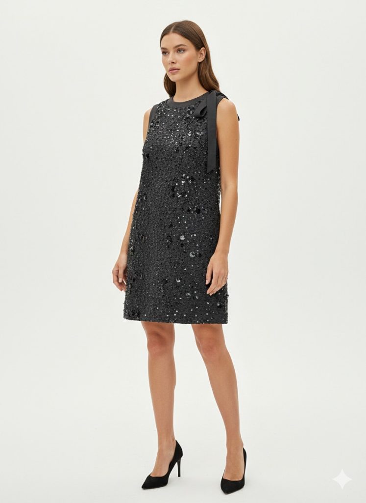 EKOL Pul Payetli Elbise 6922