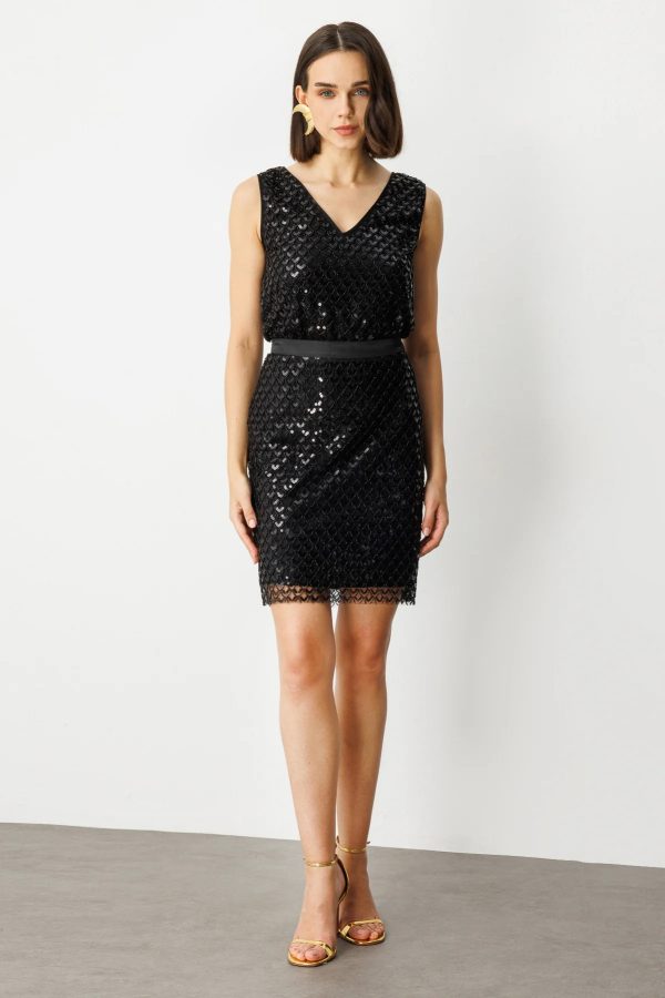 EKOL Pullu Boncuklu Mini Etek 1046