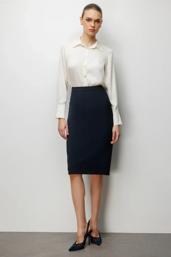 EKOL  Arkası Yırtmaçlı Kalem Etek 1086