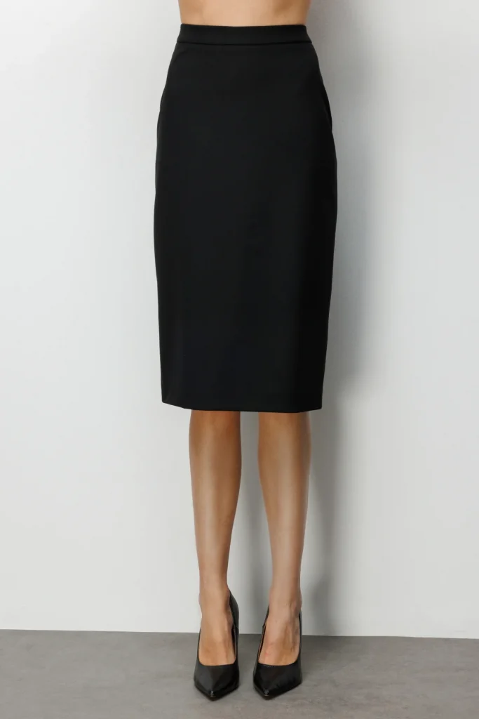 EKOL  Arkası Yırtmaçlı Kalem Etek 1086 - Siyah